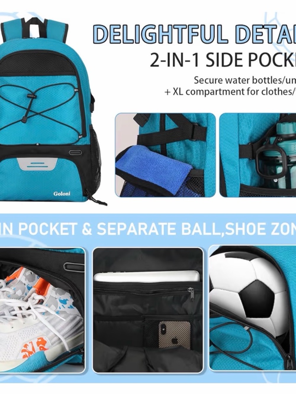 Men’s Turquoise Everyday Backpack - Picture 3 of 6